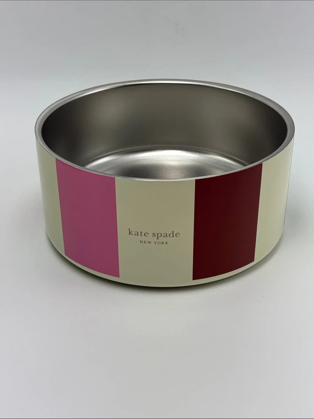 Kate Spade Adventure Stripe 32oz Stainless Steel Pet Bowl NEW‎